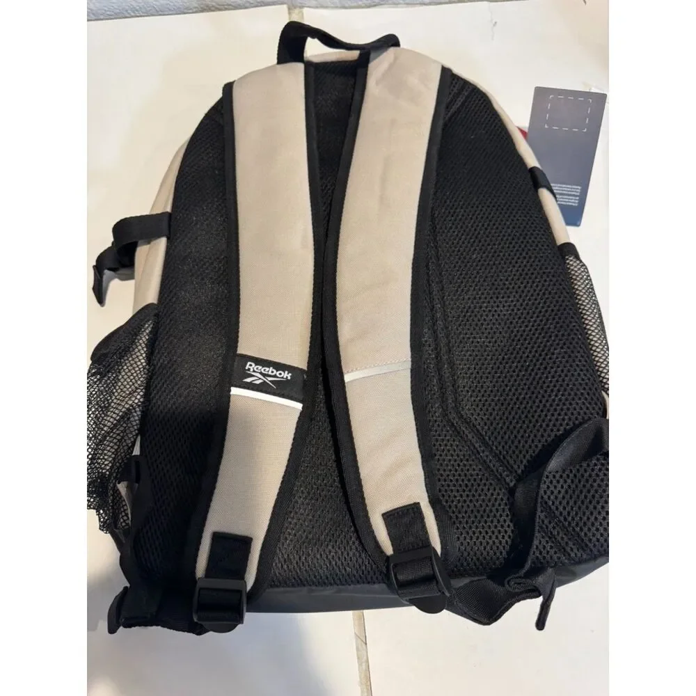 NWT Reebok Kaiser 24L Backpack Beige Laptop School Travel Gym Unisex